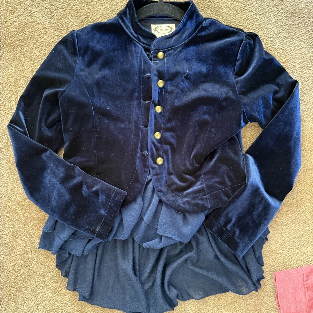 Joyfolie girls - Navy Velvet Jacket with Gold Buttons